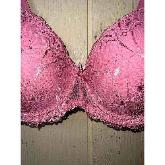 42C Rene Rolf Bra Pure Beauty Underwire Molded Foam Cups Pretty in Pink Sexy - Picture 2 of 6